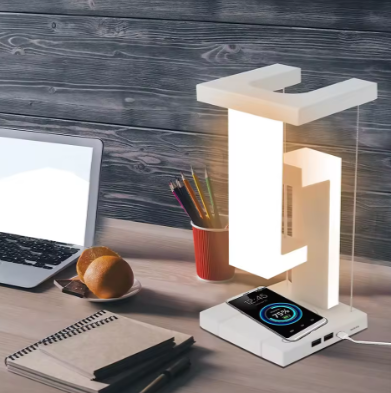 Schwebende LED Tischlampe mit Wireless Charger Touch dimmbar Nachtlicht