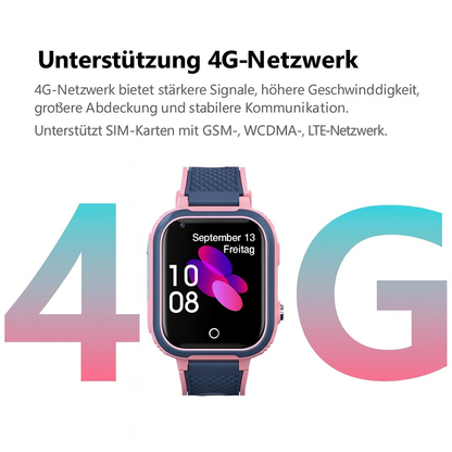 4G Kids Smartwatch GPS WIFI Video Call IP67 – SOS Uhr für Kinder mit Kamera, Tracker, Standort & Telefon – Blau/Rosa Farben