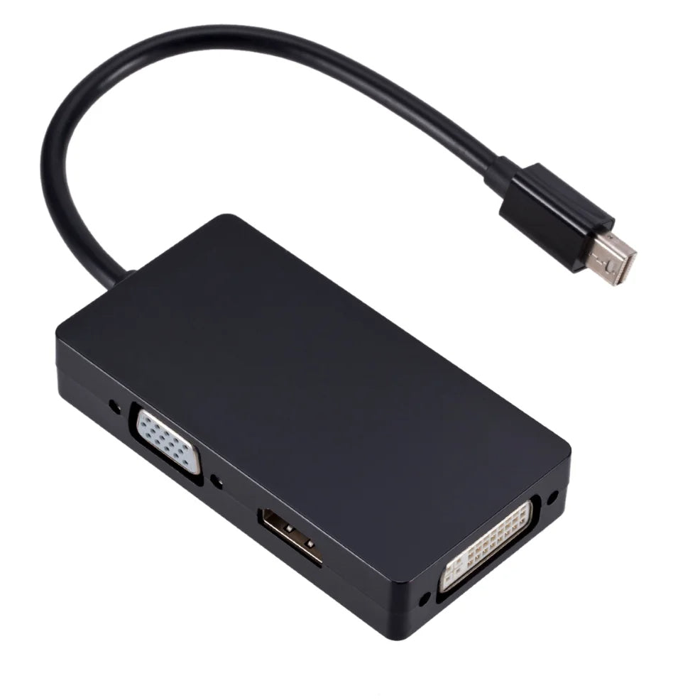 Mini DisplayPort auf HDMI DVI VGA Adapter Mini DP Konverter 3in1 1080p Schwarz oder Weiß