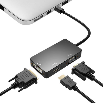 Mini DisplayPort auf HDMI DVI VGA Adapter Mini DP Konverter 3in1 1080p Schwarz oder Weiß