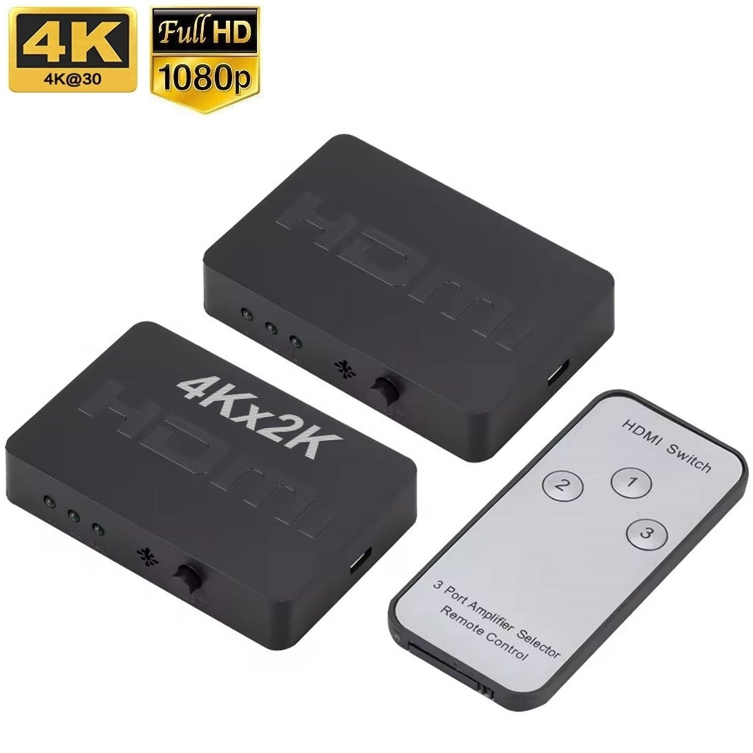 3-in-1-out HDMI Switch Umschalter Fernbedienung Ultra HD 4K oder Full HD 1080p