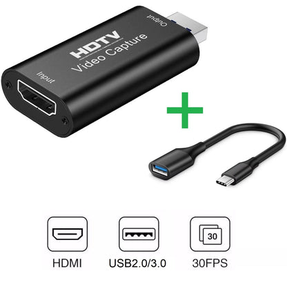 Video Capture Card HDMI USB 4K 1080p Live Video Streaming Game Recorder USB-C