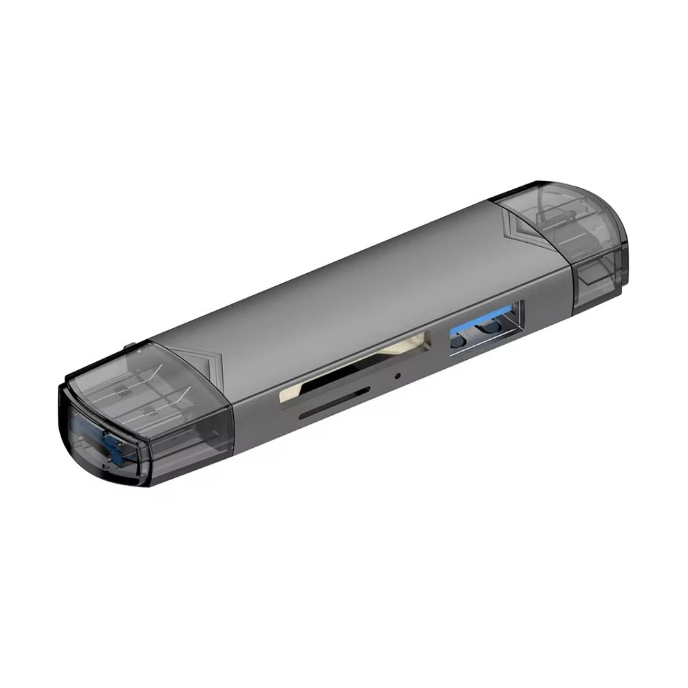 6-in-1 Kartenleser USB 3.0 Speicherkartenleser Typ-C Micro USB SD TF OTG Grau