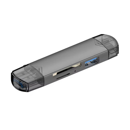 6-in-1 Kartenleser USB 3.0 Speicherkartenleser Typ-C Micro USB SD TF OTG Grau