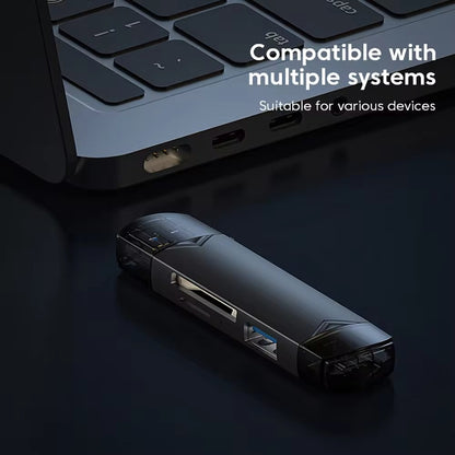 6-in-1 Kartenleser USB 3.0 Speicherkartenleser Typ-C Micro USB SD TF OTG Grau