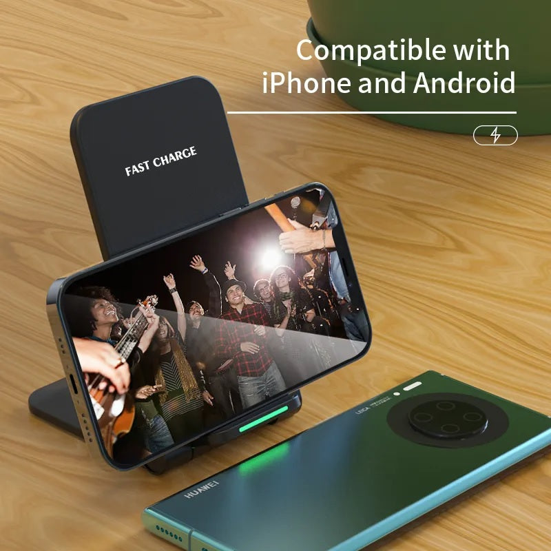 15W Wireless Charger Ständer Qi Klappbar Induktive Ladegerät Ladestation