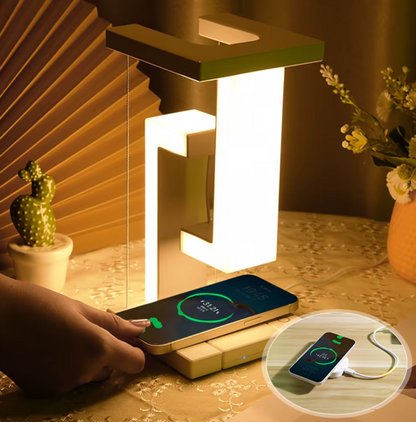 Schwebende LED Tischlampe mit Wireless Charger Touch dimmbar Nachtlicht