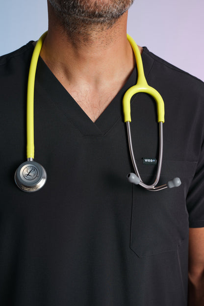 Medizinkleidung Active Scrub Kasack "Pete" – Schwarz für Pflege und Klinik Herren