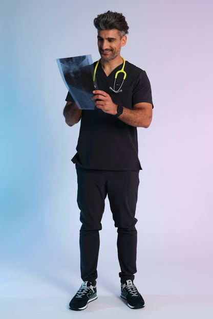 Medizinkleidung Active Scrub Kasack "Pete" – Schwarz für Pflege und Klinik Herren