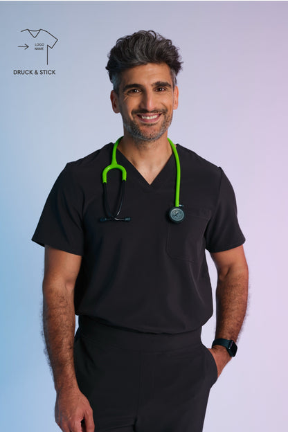 Medizinkleidung Active Scrub Kasack "Pete" – Schwarz für Pflege und Klinik Herren