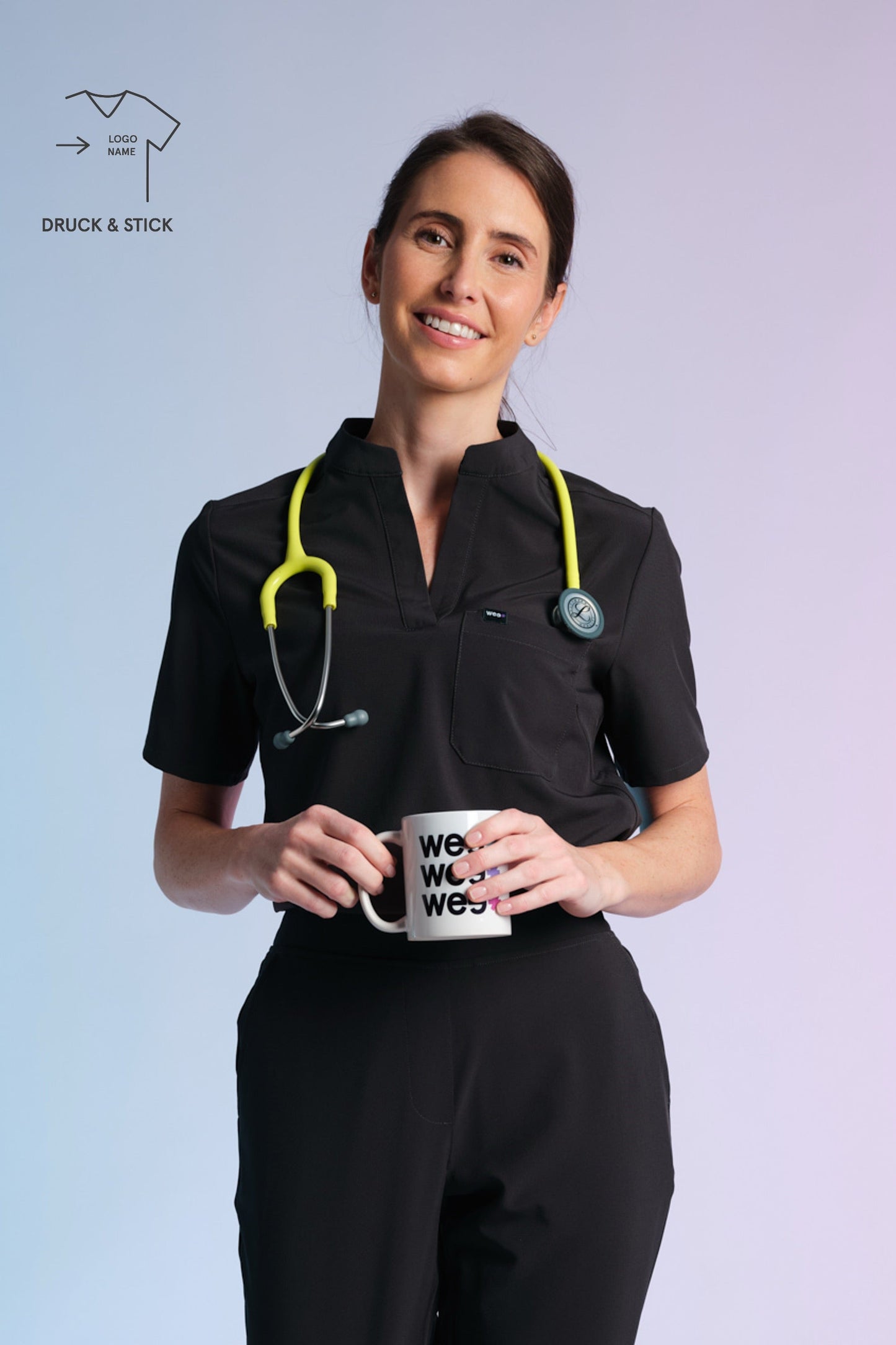 Medizinkleidung Active Kasack "Jackie" – Schwarz für Pflege und Klinik