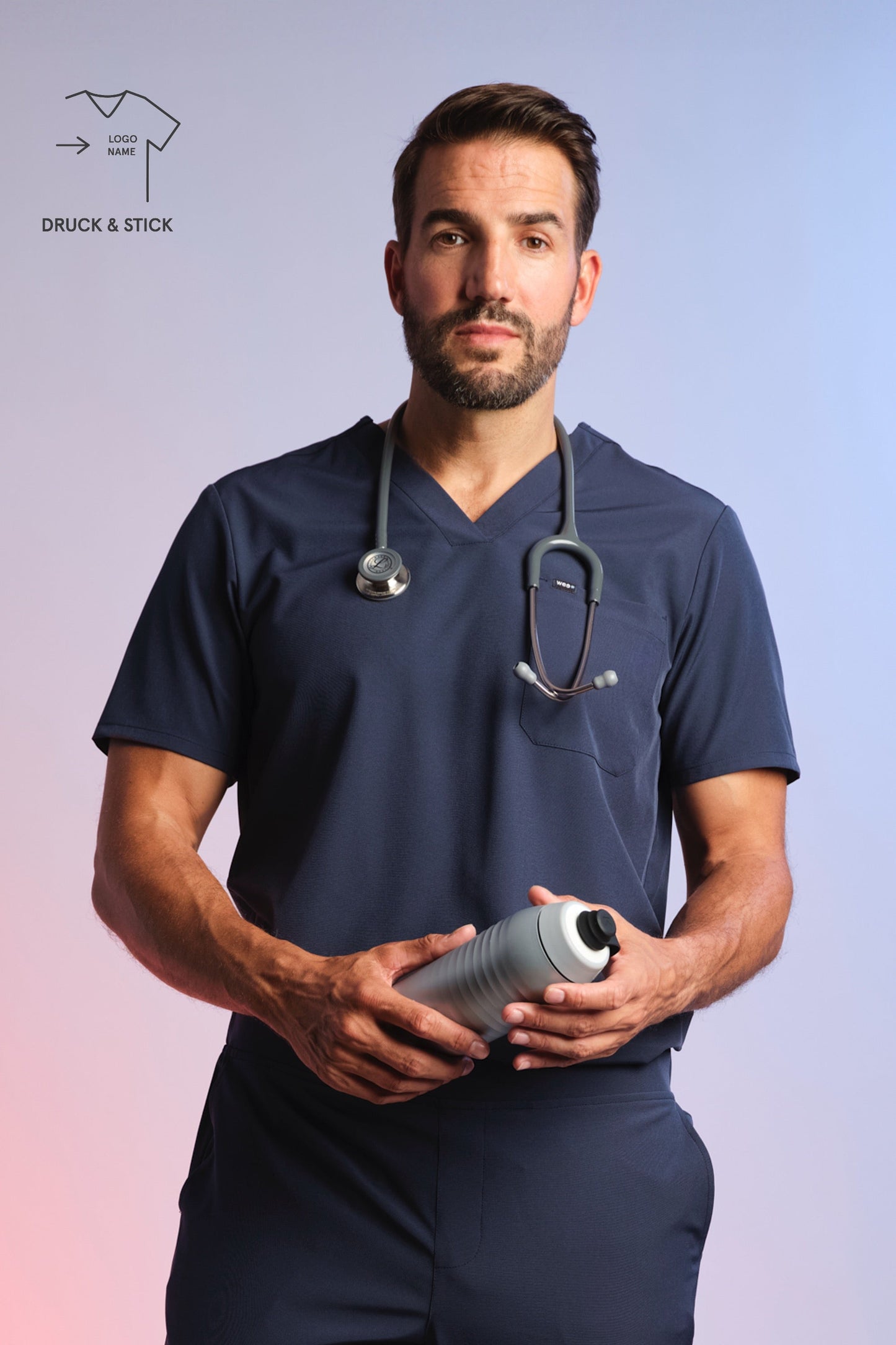 Medizinkleidung Active Kasack "Pete" – Blau für Pflege und Klinik Herren