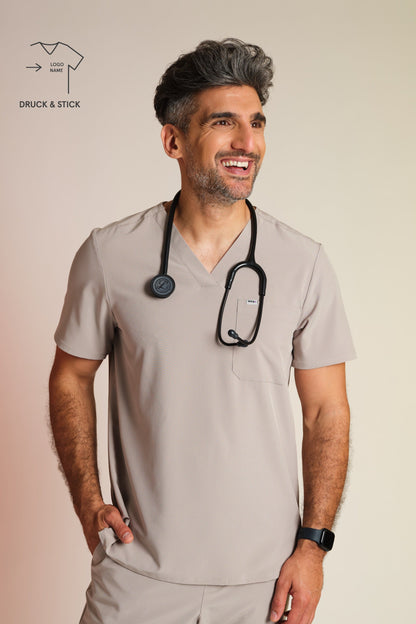 Medizinkleidung Active Kasack "Pete" – Beige für Pflege und Klinik