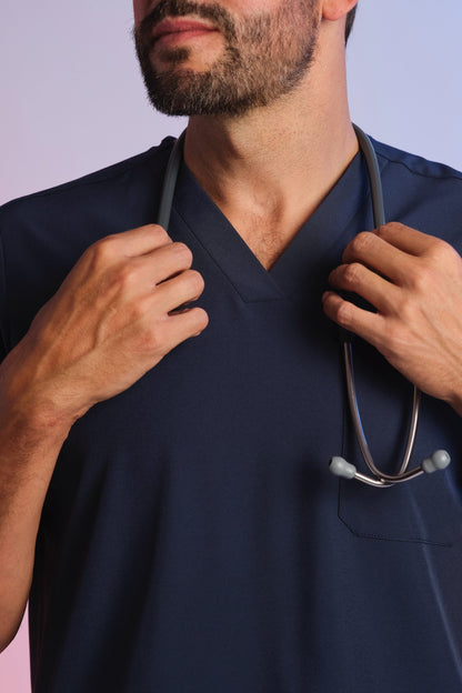 Medizinkleidung Active Kasack "Pete" – Blau für Pflege und Klinik Herren