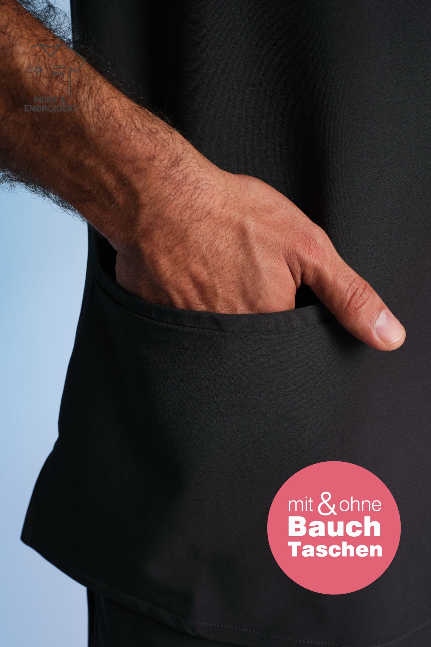 Medizinkleidung Active Scrub Kasack "Pete" – Schwarz für Pflege und Klinik Herren