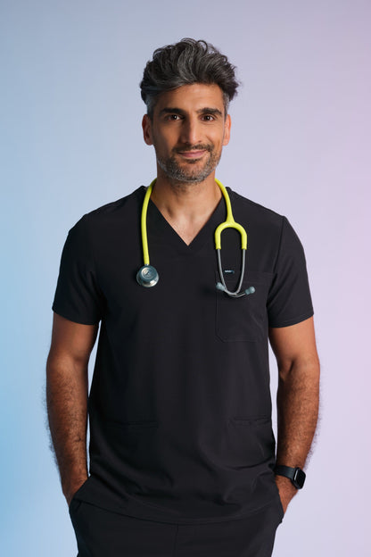 Medizinkleidung Active Scrub Kasack "Pete" – Schwarz für Pflege und Klinik Herren