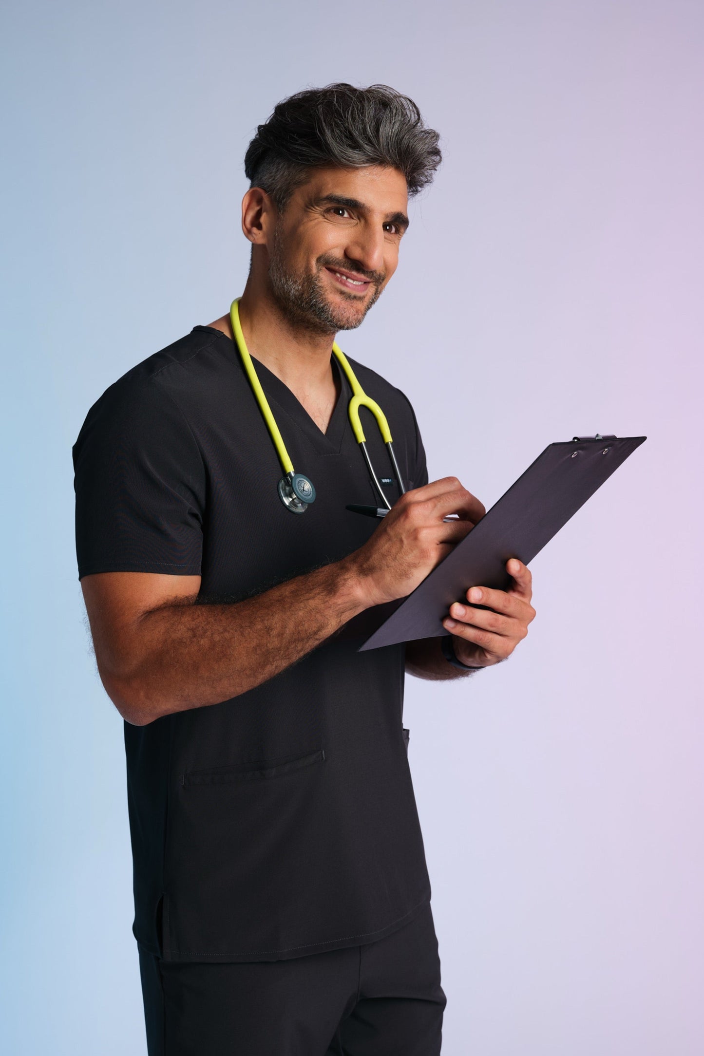 Medizinkleidung Active Scrub Kasack "Pete" – Schwarz für Pflege und Klinik Herren