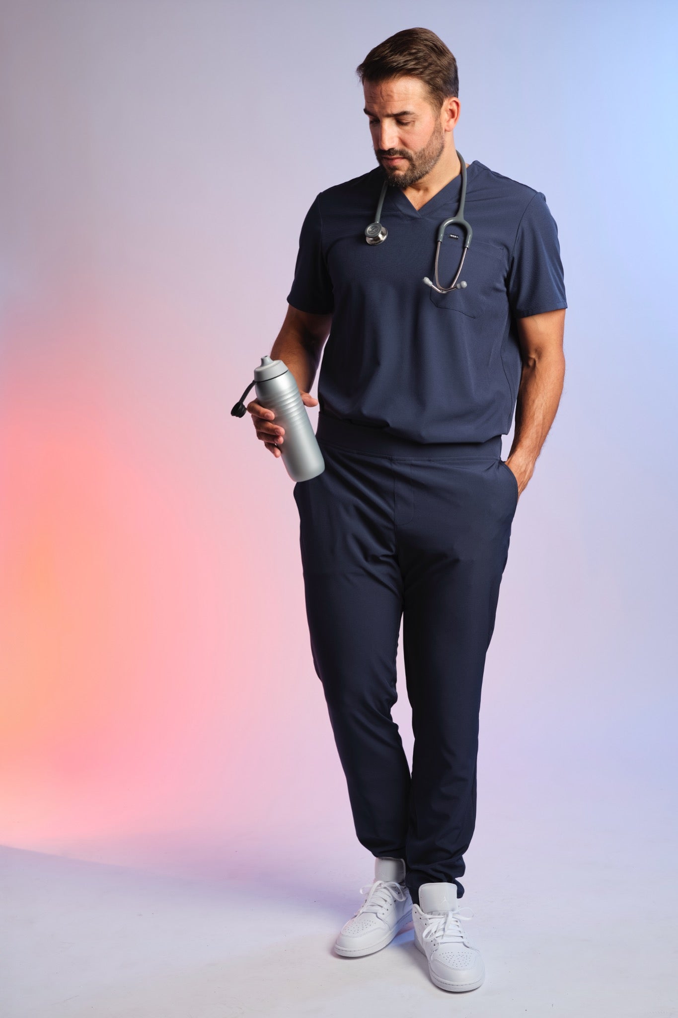 Medizinkleidung Active Kasack "Pete" – Blau für Pflege und Klinik Herren