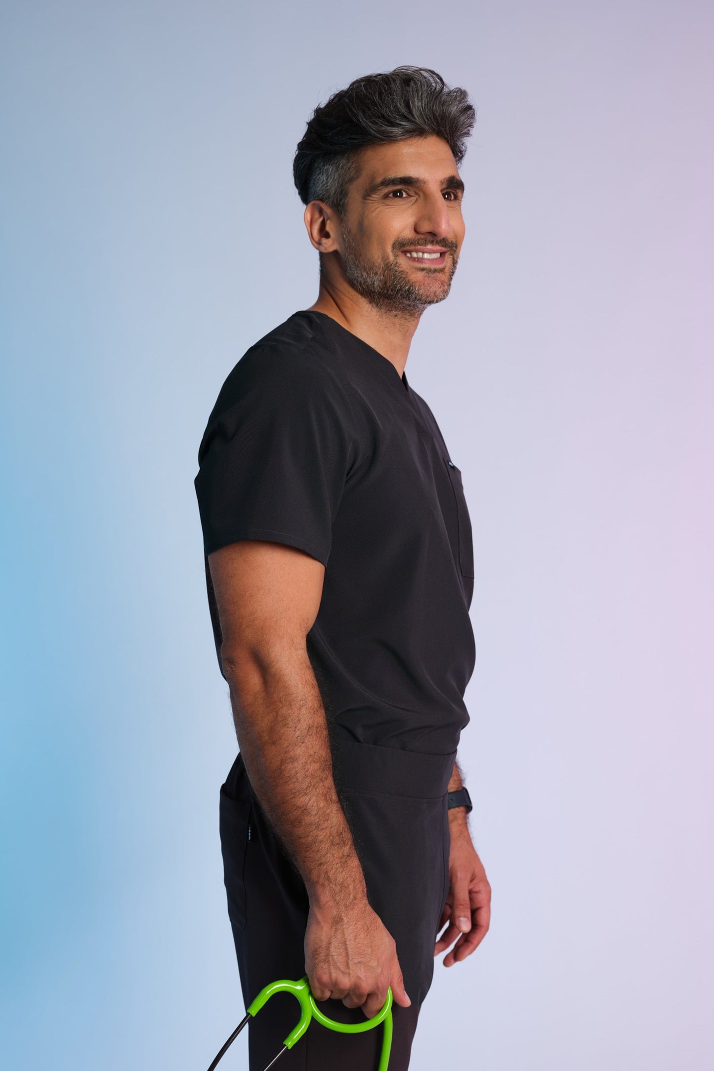 Medizinkleidung Active Scrub Kasack "Pete" – Schwarz für Pflege und Klinik Herren