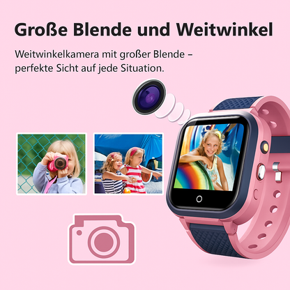 4G Kids Smartwatch GPS WIFI Video Call IP67 – SOS Uhr für Kinder mit Kamera, Tracker, Standort & Telefon – Blau/Rosa Farben