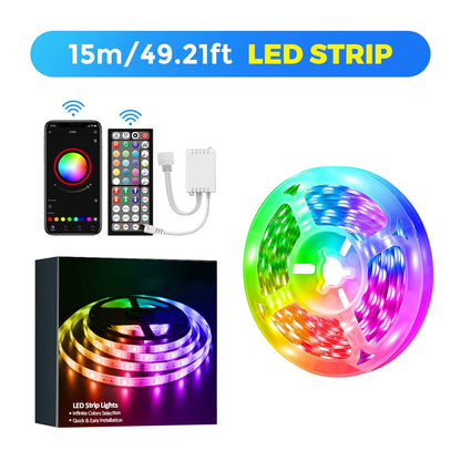 Intelligente LED-Streifen mit Kleberückseite, RGB-Streifenlampe mit 16 Millionen Farben, App-/Fernbedienungssteuerung, einstellbarer Helligkeit und Musiksynchronisation
