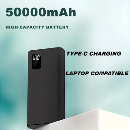 50000mAh Powerbank mit Schnellladefunktion, LED-Anzeige und 4 USB-Ausgängen – Tragbares Ladegerät für Huawei, iPhone, Xiaomi und Laptops