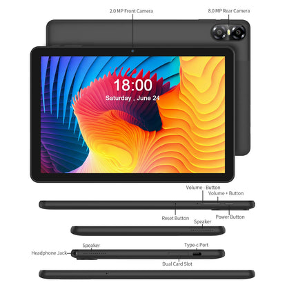 Android-Tablet mit Octa-Core-Prozessor, 8 GB (4 + 4 GB virtuell) RAM, 64 GB ROM, Dual-Kamera