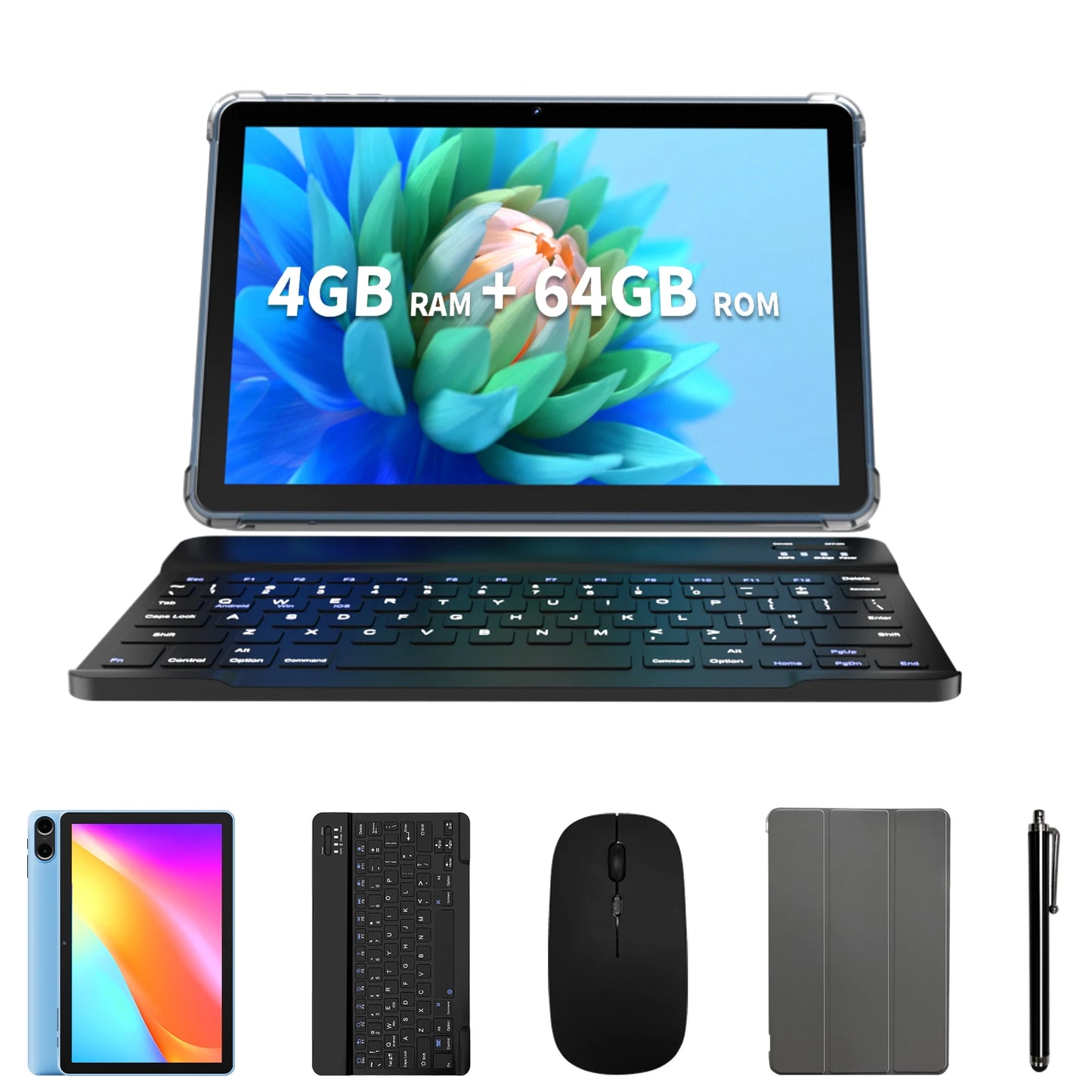 Android-Tablet mit Octa-Core-Prozessor, 8 GB (4 + 4 GB virtuell) RAM, 64 GB ROM, Dual-Kamera