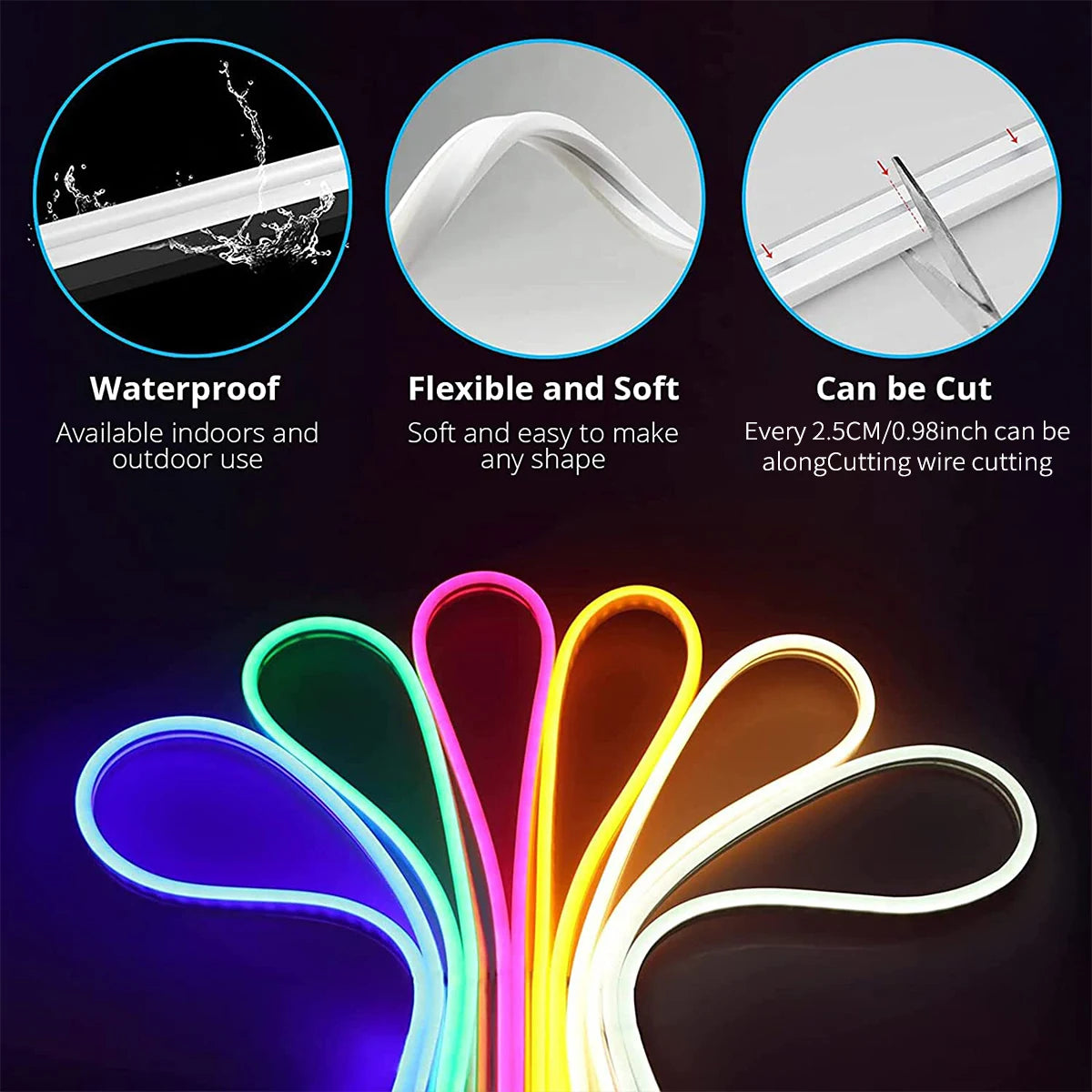 Flexible LED-Neon-Lichterkette wasserdicht mit App