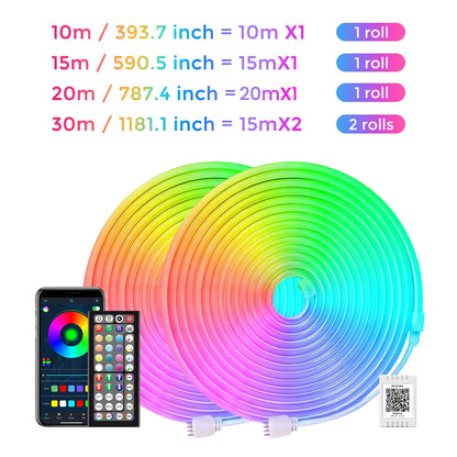 Neon-Lichterkette, flexible LED-Lichterkette mit App-/Fernbedienungssteuerung,  IP65 RGB-LED-Neonlichter für den Außenbereich