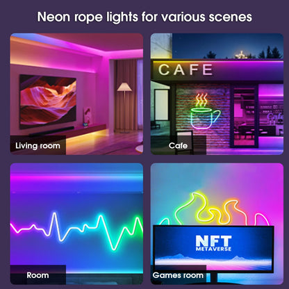 LED-Neon-Lichterkette mit App-/Fernbedienungssteuerung, 24 V, Musiksynchronisation, wasserdicht, flexibel, DIY-Design, RGB-Streifen