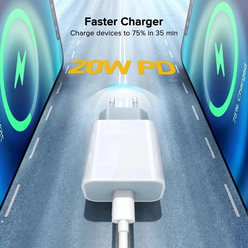 PD-Ladegerät 20W Schnelllade-USB-C-Ladegerät Typ-C-Handyladegerät Netzteil