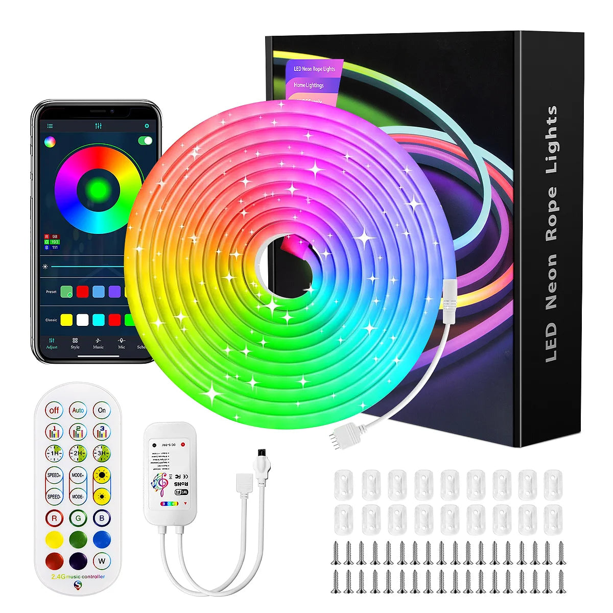Flexible LED-Neon-Lichterkette wasserdicht mit App