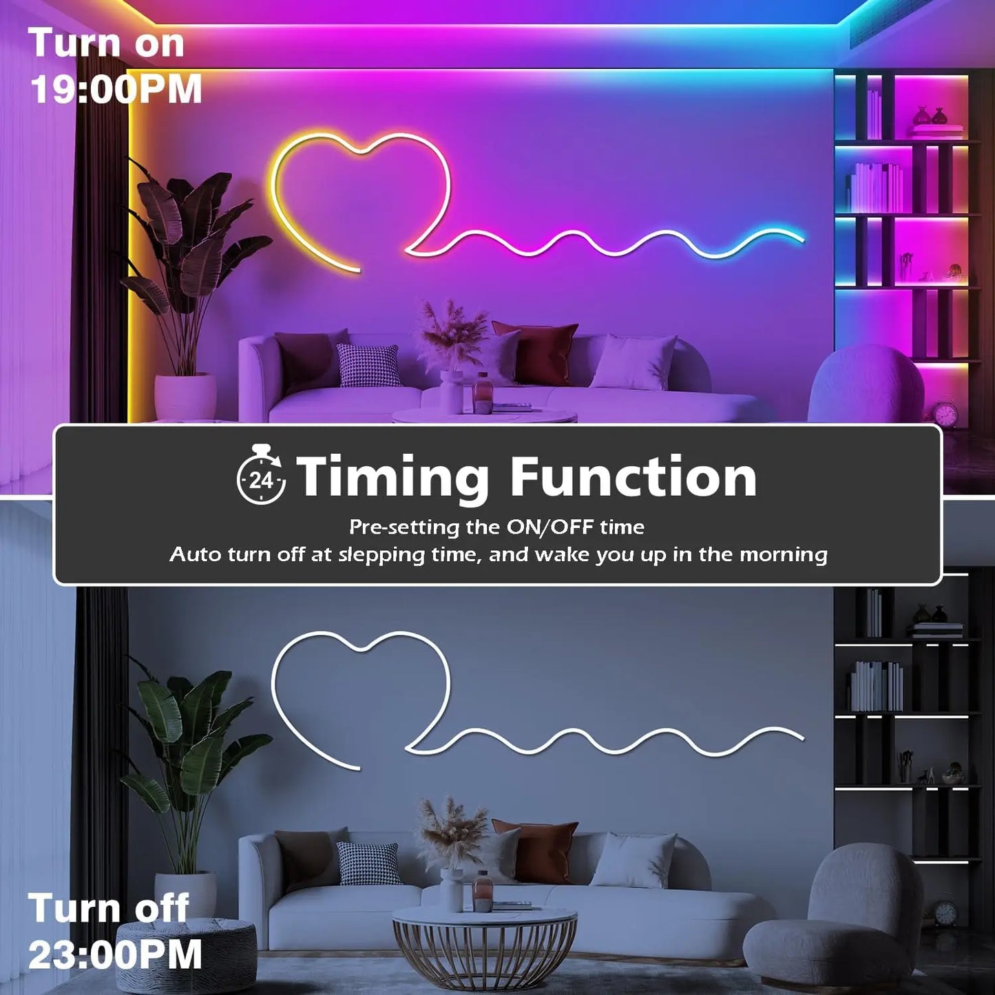 Neon-Lichterkette, flexible LED-Lichterkette mit App-/Fernbedienungssteuerung,  IP65 RGB-LED-Neonlichter für den Außenbereich