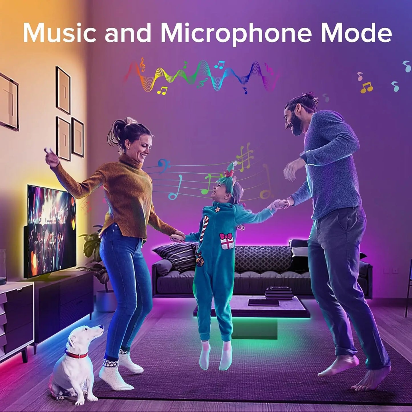 Intelligente LED-Streifen mit Kleberückseite, RGB-Streifenlampe mit 16 Millionen Farben, App-/Fernbedienungssteuerung, einstellbarer Helligkeit und Musiksynchronisation