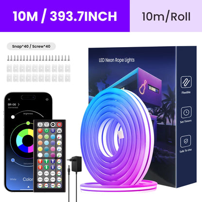 Neon-Lichterkette, flexible LED-Lichterkette mit App-/Fernbedienungssteuerung,  IP65 RGB-LED-Neonlichter für den Außenbereich