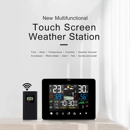 Multifunktionale Wetterstation mit Wecker, Touchscreen, Thermometer, Hygrometer, drahtlosem Sensor und Hygrothermograph