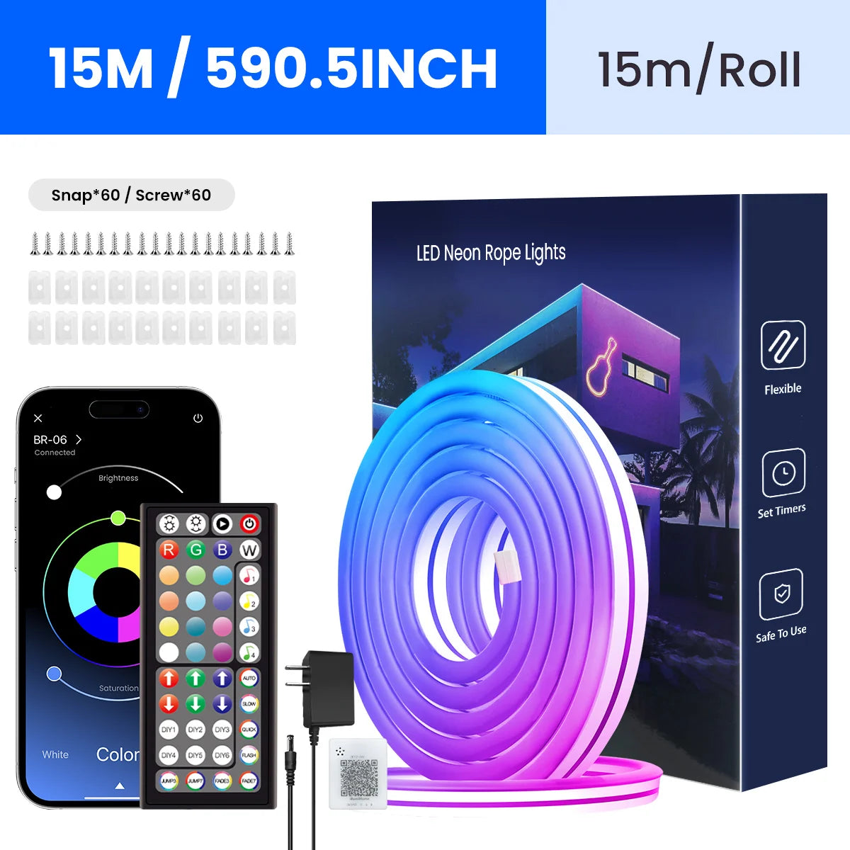 Flexible RGB-Neonstreifen mit App-/Fernbedienungssteuerung