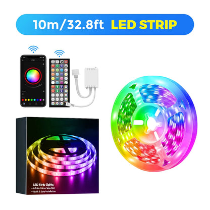 Intelligente LED-Streifen mit Kleberückseite, RGB-Streifenlampe mit 16 Millionen Farben, App-/Fernbedienungssteuerung, einstellbarer Helligkeit und Musiksynchronisation