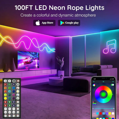 Neon-Lichterkette, flexible LED-Lichterkette mit App-/Fernbedienungssteuerung,  IP65 RGB-LED-Neonlichter für den Außenbereich