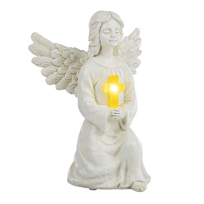 Engel Figur Gartendeko Solar Gartenfiguren Außen LED 22x16 Schutzengel Grab