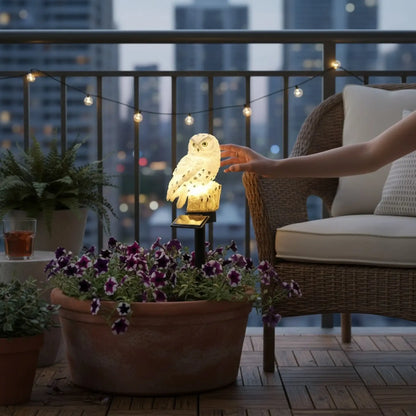 Eule Schneeeule Solarleuchte Lampe Garten Laterne Solar Figur Beleuchtung Gartenstecker