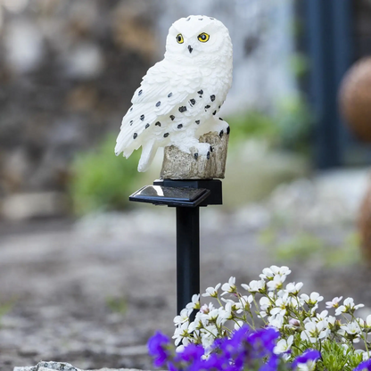 Eule Schneeeule Solarleuchte Lampe Garten Laterne Solar Figur Beleuchtung Gartenstecker