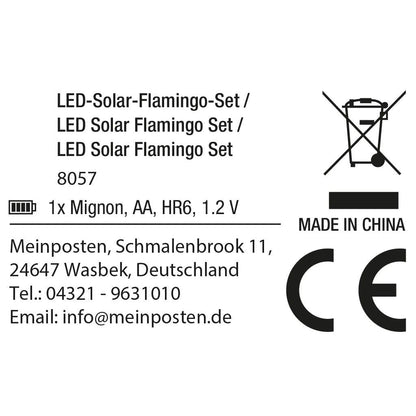Gartenfigur Design Solarstecker Flamingo 3er Set Höhe 52 cm LED SOLAR Sensor NEU