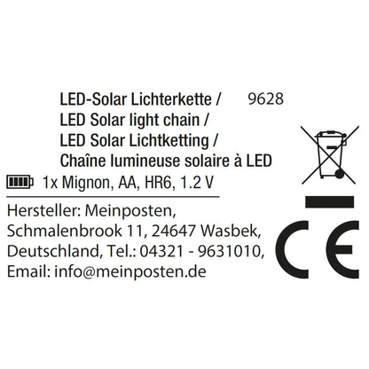 Lichterkette Solarlichterkette Solar Gartenbeleuchtung Balkon Deko LED warmweiß