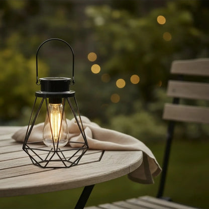 Solarleuchte Außen schwarz Metall stehend hängend Gartenbeleuchtung warmweiß LED