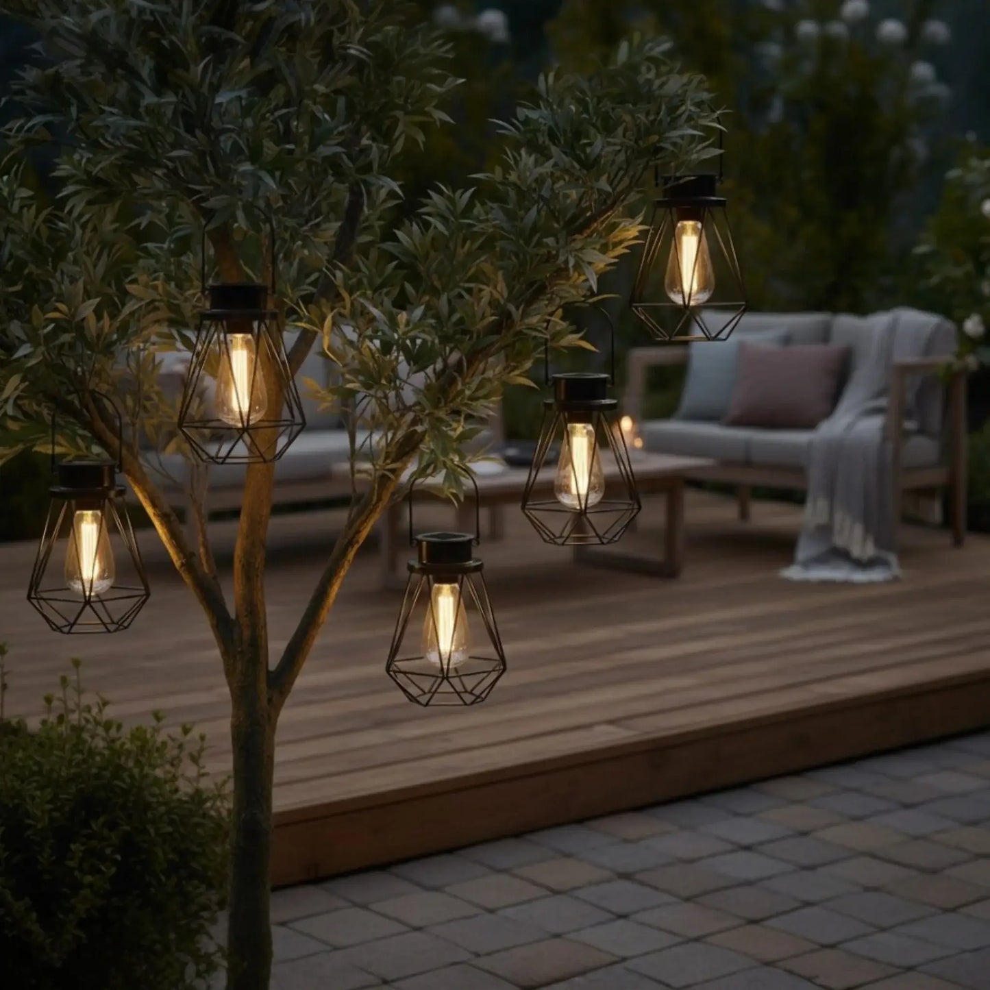 Solarleuchte Außen schwarz Metall stehend hängend Gartenbeleuchtung warmweiß LED