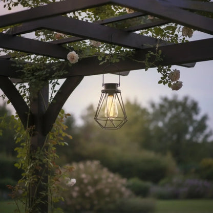 Solarleuchte Außen schwarz Metall stehend hängend Gartenbeleuchtung warmweiß LED